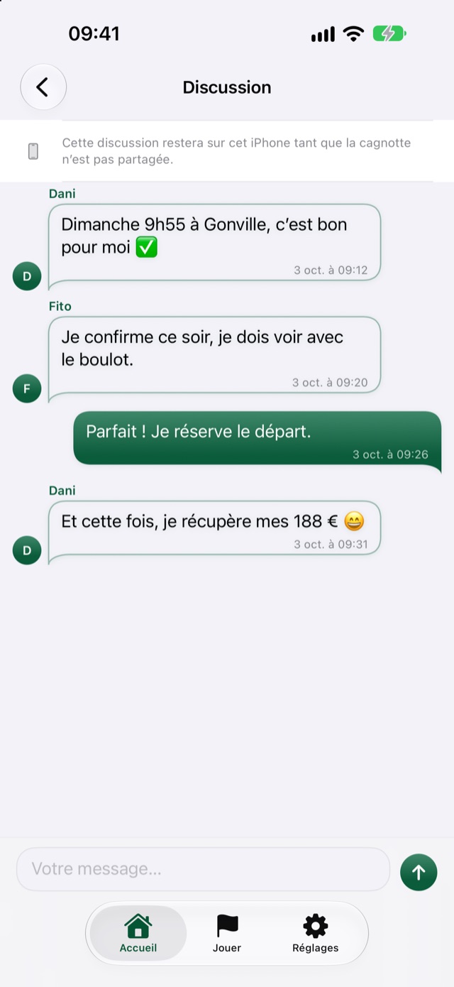 Discussion d’une cagnotte