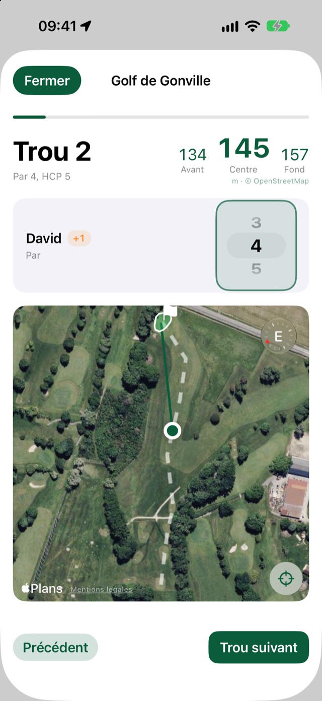 Distances au green et carte satellite du trou sur iPhone